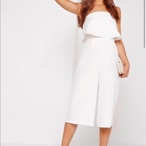 Misguided white strapless jumpsuit
